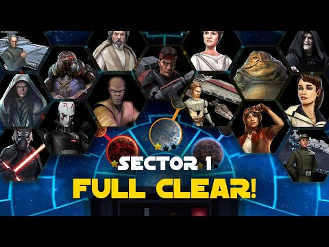 Sector 1 Full Clear (including Scythe) - Mustafar Coruscant Corellia ROTE TB LS DS Mix | SWGOH