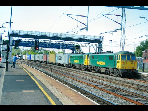 86604 & 86614 on 4L92 and 60011 on 6K50 pass Rugeley Trent Valley    11/06/09