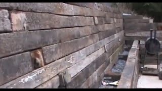 How I built a two tier railroad tie retaining wall