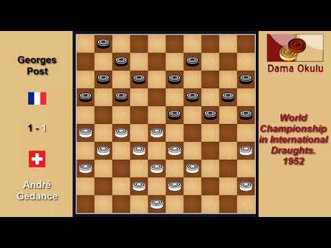 André Gédance (SUI) - Georges Post (FRA). Draughts World Championship. 1952.