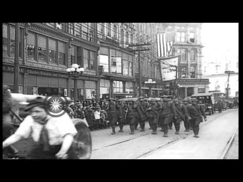 Liberty Bond drive: World War I military equipment  at a parade in the United Sta...HD Stock Footage
