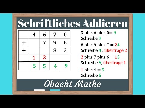 Schriftliches Addieren | ganz einfach erklärt | Klasse 4 und Klasse 5 | ObachtMathe