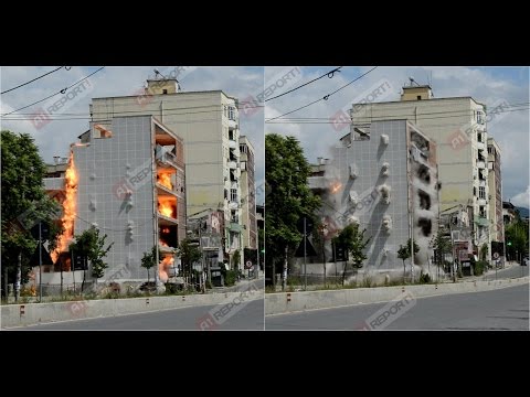 A1 Report - Video 2, momentet e shembjes se 5 katëshit tek rr. Elbasanit prane fakulteti Ekonomik