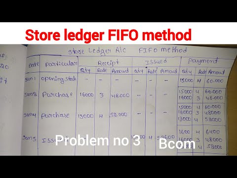 FIFO method store ledger A/C problem no 3 BCom bba