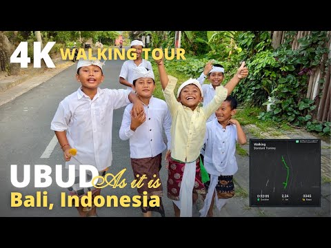 Ubud Bali Indonesia: 4K Virtual Walking Tour | Relax 4K video | Walk along Ubud quiet local streets