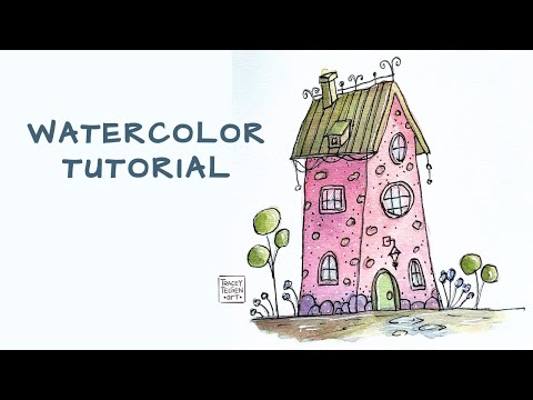 Whimsical House with Gold Accents | Step-by-Step Watercolor Tutorial