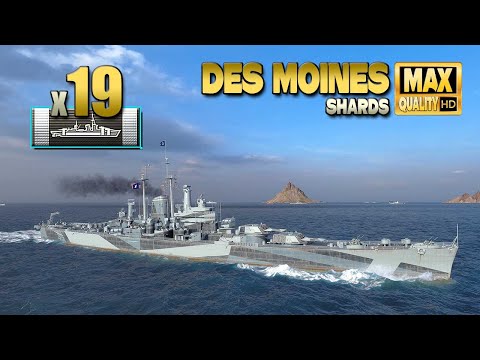 Cruiser "Des Moines": Nice 4k base XP game on map Shards - World of Warships