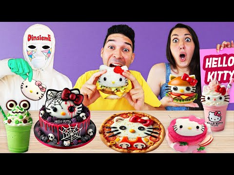 MANGIAMO SOLO CIBO DI HELLO KITTY PER 24 ORE NELL’ HOTEL DI HELLO KITTY contro il Dottor Timoti!