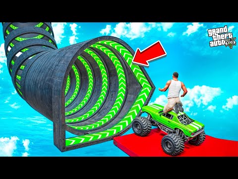 FRANKLIN TRIED THE IMPOSSIBLE LONGEST BOOSTER TUBE TUNNEL PARKOUR CHALLENGE GTA 5