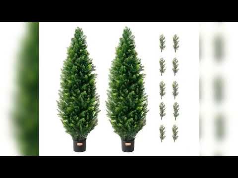 A must-have product! SucceBuy Artificial Cedar Topiary Tree Evergreen Fake Pine Cypress Trees Plan