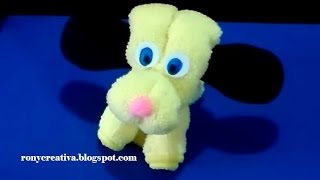 PERRITO DE TOALLA FACIAL - face cloth animals DIY/ Ronycreativa