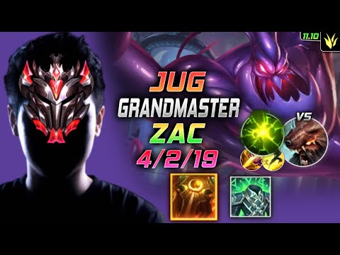 GrandMaster Zac Jungle vs Udyr - 천상계 정글 자크 템트리 룬 태불방 여진 ザック Зак 生化魔人 札克 - LOL KR 11.10