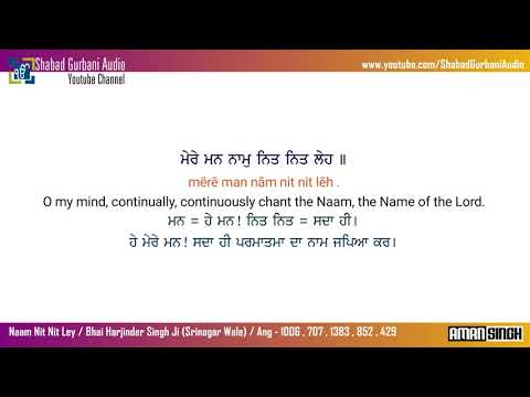 Naam Nit Nit Ley | Bhai Harjinder Singh Ji | Punjabi , English Lyrics & Meaning | Gurbani | 4k 60fps