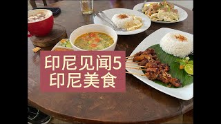 印尼旅游见闻5，印尼美食，印尼炒饭、汤泡饭、沙爹鸡、牛尾汤、花生酱沙拉