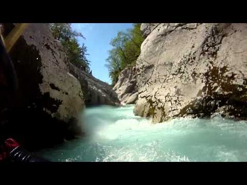 Soca river white water kayaking, Bunker section. Slovenia 14-08-2011