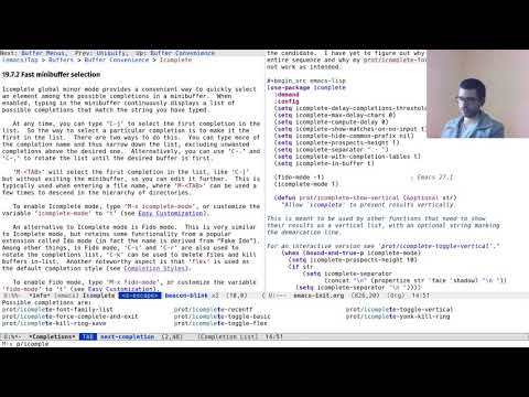Emacs: ICOMPLETE demo