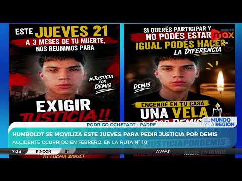 Este jueves a las 19 horas, Humboldt se moviliza en pedido de justicia por Demis | Rodrigo - Padre