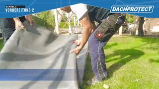 EPDM Folie auf das Dach bringen