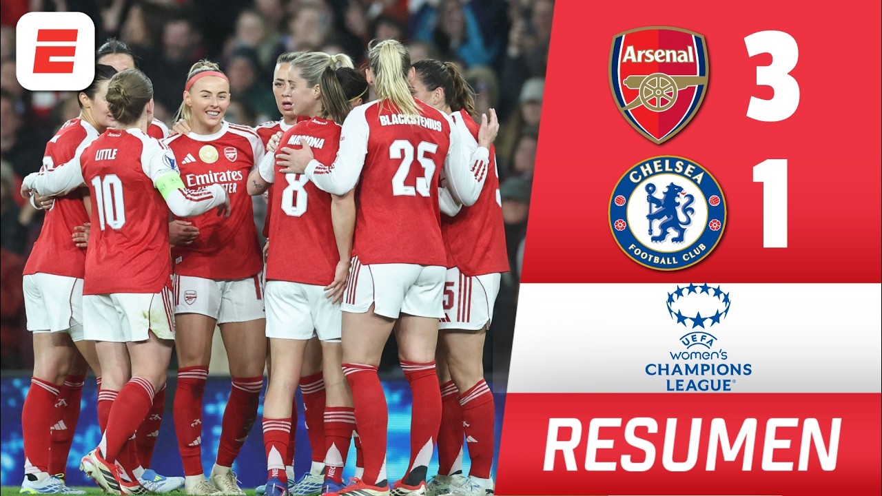 ARSENAL PEGÓ PRIMERO al ganar 3-1 vs CHELSEA en ida cuartos de CHAMPIONS LEAGUE FEMENINA | Resumen
