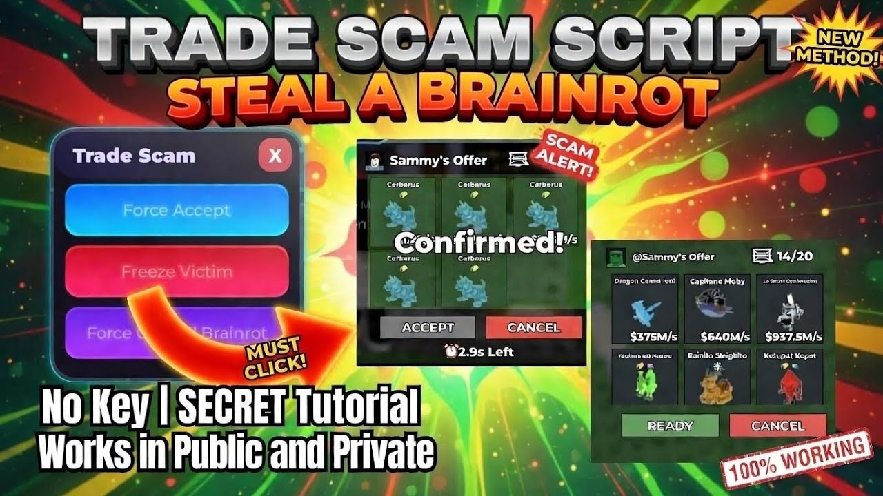 [Tutorial] TRADE SCAM SCRIPT - Steal A Brainrot Script | Safe, Undetected, Keyless