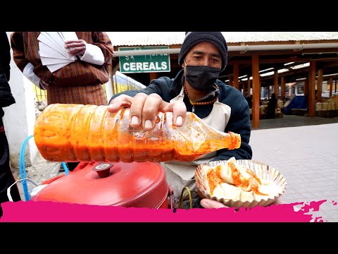 Bhutanese STREET FOOD at Farmers Market - Chili Momos, Honey & Dry Chilis | Thimphu, Bhutan