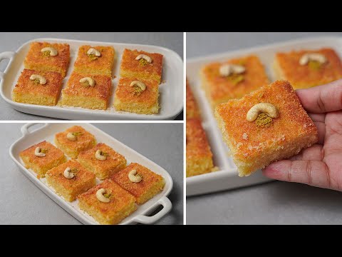 The Easiest Basbousa Recipe Ever | Super Tasty Basbousa Recipe | Easy Semolina Cake | Yummy