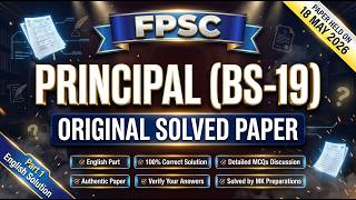 FPSC Principal Paper Conducted on 18-05-2026 | English Part 1 Solved Paper | Original and Authentic