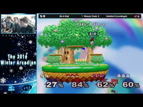 Winter 2016 Melee Arcadian Doubles Winners Finals Part 2 - Bin & Ninji vs Dankbot & ILoveBagelz