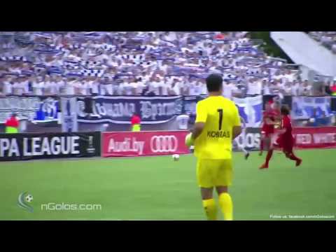 Гол с центра поля в Лиге Европы: "Динамо Бр."(Белоруссия) - "Альтах" (Австрия)