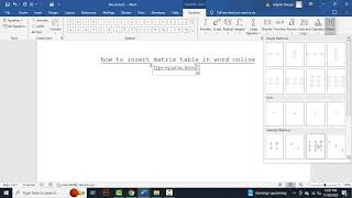 how to insert matrix table in word online