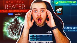 Trading in Rocket League but I give strangers their DREAM ITEM instead... *INSANE* | PAINTED DOMINUS