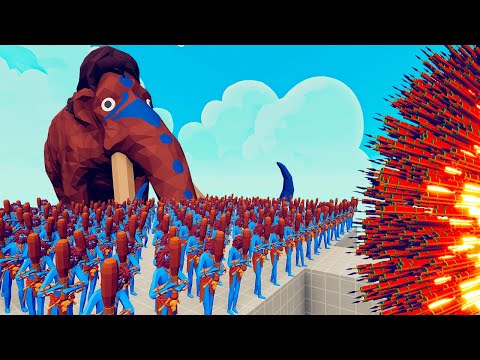 100x CLUBBER + 1x MAMMOTH vs 1x EVERY GOD   Totally Accurate Battle Simulator TABS