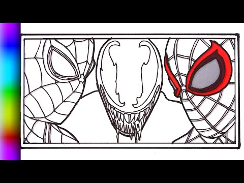 2 SPIDER-MAN & VENOM Coloring Pages: Spiderman - Miles Morales & Venom / NCS Music @colorgoart #art