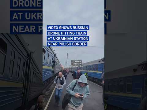 Video shows Russian drone hitting train at Ukrainian station near Polish border