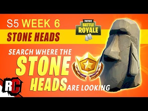 Fortnite STONE HEADS |  Search Where the Stone Heads are Looking (Week 6 Season 5)