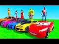 SPIDERMAN McQueen Ramp Challenge JUMP ! SUPERHERO HULK IronMan Goku Mack Truck Disney Cars 3 - GTA V