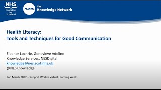 Health Literacy: Tools and Techniques for Good Communication | Eleanor Lochrie  | NES Digital