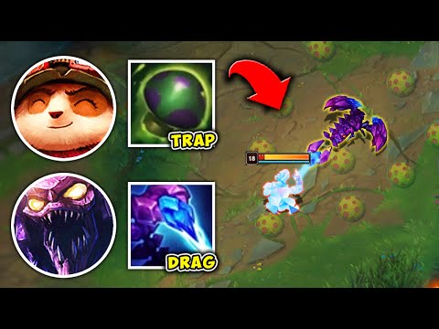 DRAG THE ENEMY OVER SHROOMS WITH SKARNER AND TEEMO COMP (HILARIOUS) - League of Legends