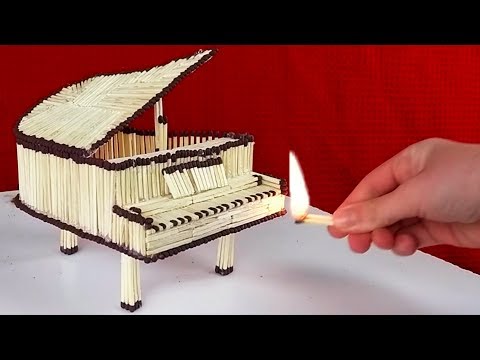 Burning a Mini Piano made from Matches Video