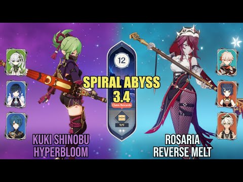 Kuki Shinobu Hyperbloom & Rosaria Reverse-Melt - Spiral Abyss 3.4 - Floor 12 (9★)