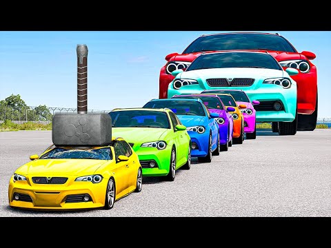 Small & Giant Car vs Thor's Hammer in BeamNG.Drive