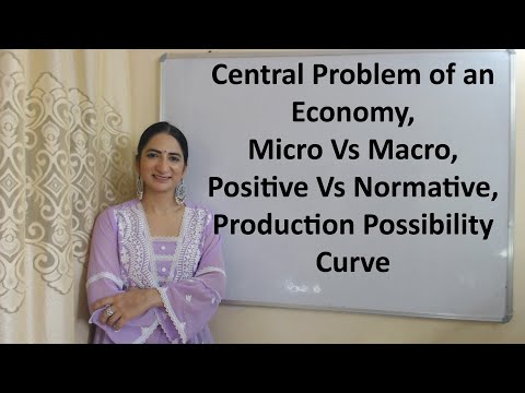 Central Problem of an Economy, Micro Vs Macro, Positive Vs Normative, Production Possibility Curve