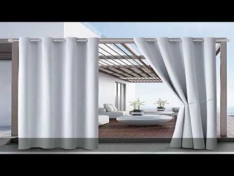 Waterproof Outdoor Curtain W52 x L84 - Grommet Top Sunlight Blocking Window Treatment Drapes Blacko