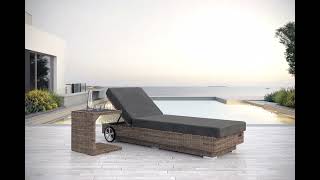 OUTFLEXX Matera Gartenliege, grau/grau-meliert, Alu/Polyrattan, 200 x 70 cm, rollbar, witterungsbeständig