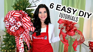 🎄6 DIY DOLLAR TREE &amp; MICHAEL&#39;S EASY CHRISTMAS BOW CRAFTS🎄&quot;OLIVIA BOW&quot; I love Christmas ep32