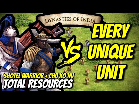 SHOTEL WARRIOR + CHU KO NU vs EVERY UNIQUE UNIT (Total Resources) | AoE II: DE