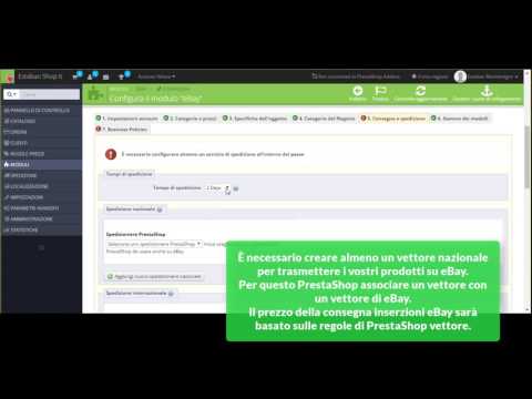 Modulo eBay marketplace video tutorial italiano per PrestaShop