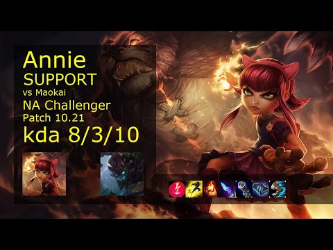 Annie Support vs Maokai - NA Challenger 8/3/10 Patch 10.21 Gameplay