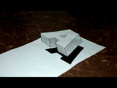 Very Easy , How to Drawing 3D Floating Letter A #2