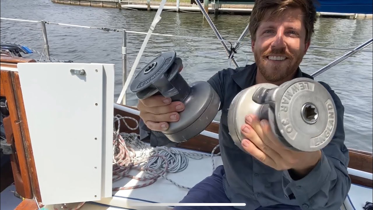 Installing self-tailing winches, a creative sewing project, and sailing with grams